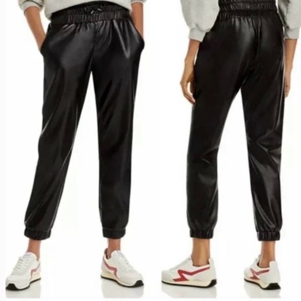 🔥 7 For All Mankind Black Faux Leather Joggers. Size M